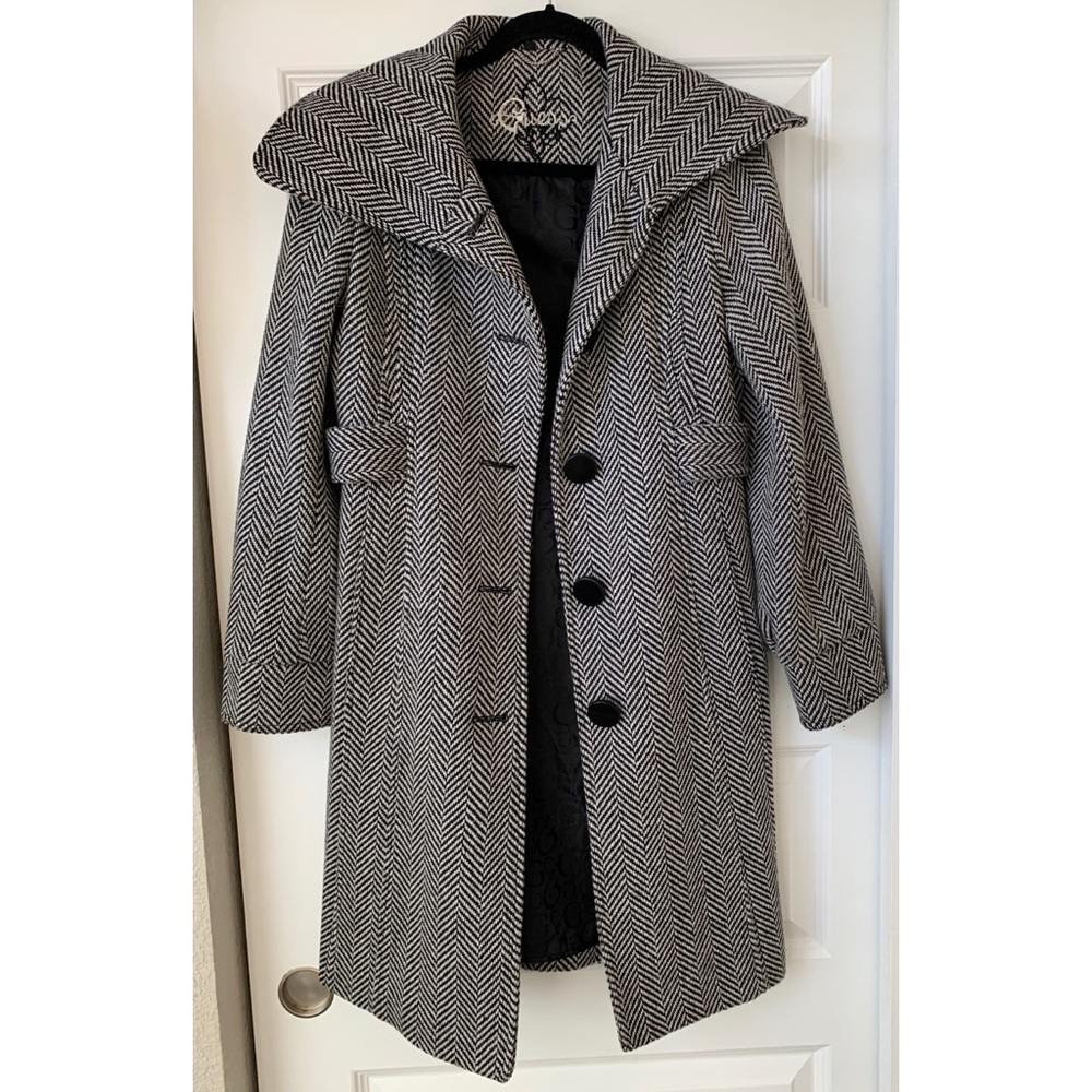 Guess Herringbone Pea Coat